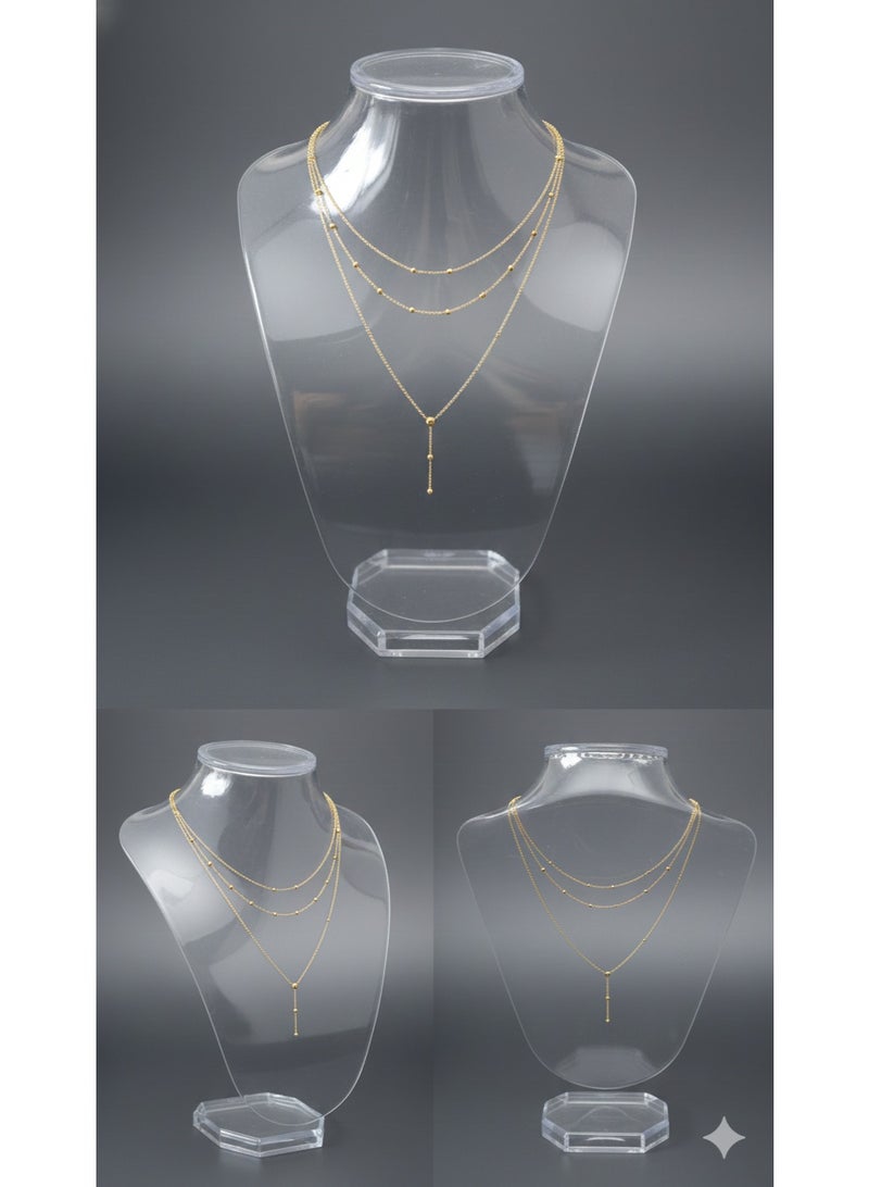 ورد عقد طبقات "لايرز" من الستانلس ستيل المقاوم للصدأ باللون الذهبي - إكسسوار أنيق للمناسبات واليوميات. - Image 1